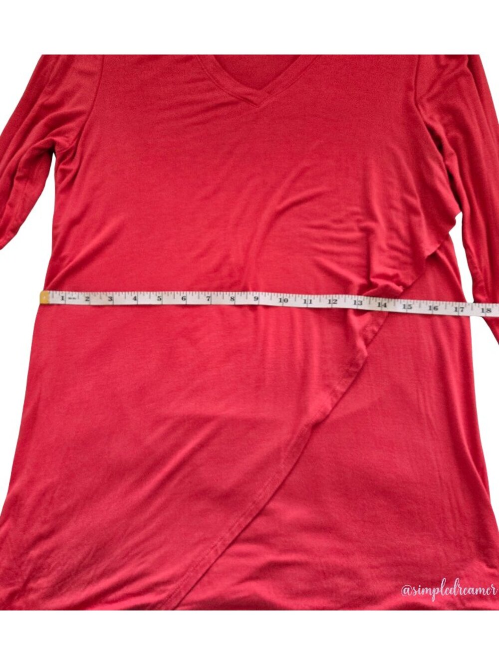 LOGO Lori Goldstein V-Neck Asymmetric Overlay Knit Top Blood Orange XS - Picture 13 of 13